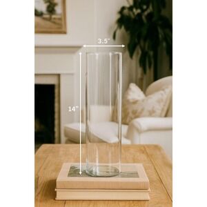 Pyrex Clear Glass Candle Holder 3.5" X 14" Elegant Tall Cylinder Corning NY USA